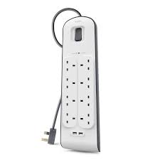 BELKIN BSV801SA2M 8OT 2M SURGE PLUS USB SURGE PROTECTOR  